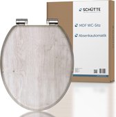 WC-bril met softclosemechanisme van hout - Lichtwood - Toiletdeksel met automatisch sluiting - 45L x 37B cm - van stevig MDF-hout is duurzaam en universele standaardafmetingen - eenvoudige montage