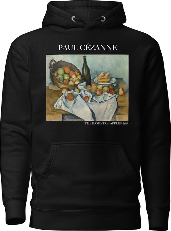 Paul Cézanne 'De Mand met Appels' ("The Basket of Apples") Beroemd Schilderij Hoodie | Unisex Premium Kunst Hoodie | Zwart | XL