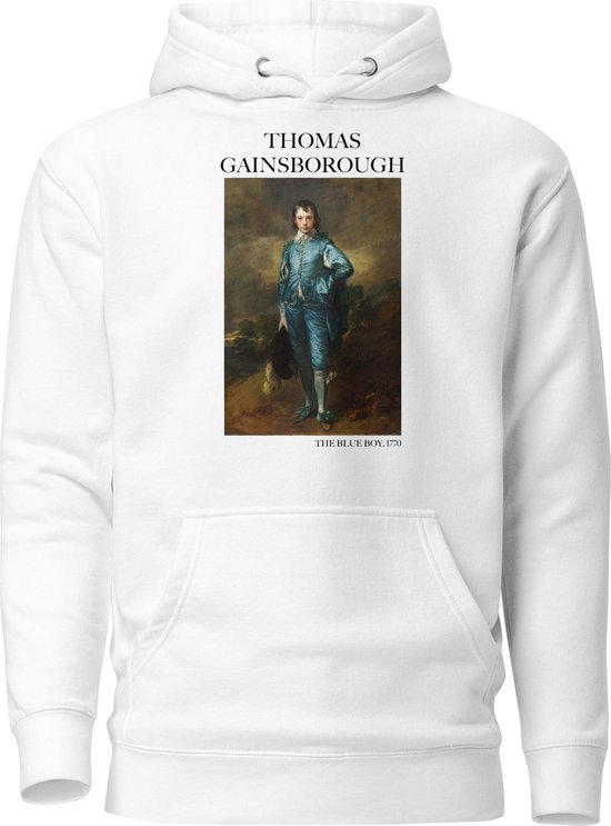 Thomas Gainsborough 'De Blauwe Jongen' ("The Blue Boy") Beroemd Schilderij Hoodie | Unisex Premium Kunst Hoodie | Wit | L