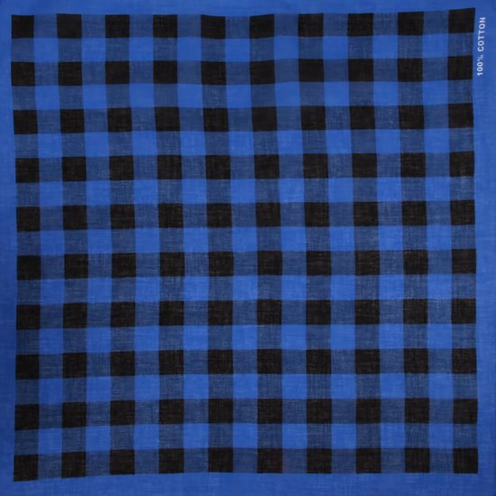 Foto: Haarband bandana zakdoek sjaaltje blok ruit patroon zwart blauw geblokte print