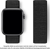 Bracelet de montre en nylon Zwart adapté aux Apple Watch 1, 2, 3, 4, 5, 6, 7, 8, SE et Nike+, 42 mm, 44 mm et 45 mm, série « Largeur pour hommes » en nylon tissé doux - Fermeture Fermetures velcro - 42 mm, 44 mm et 45 mm - noir