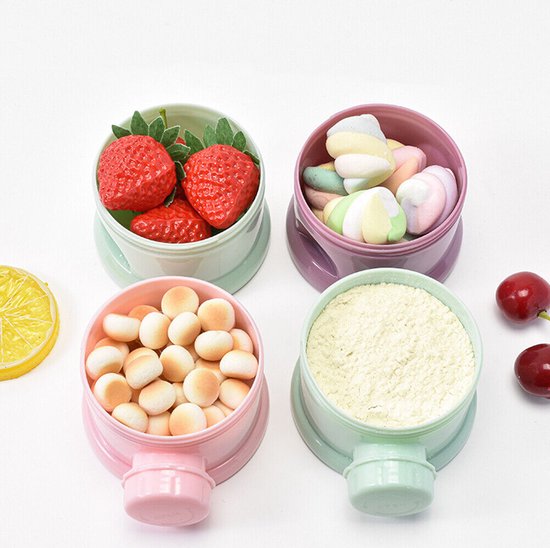 2 stuks Melkpoeder toren - Baby melkpoeder doseerdoosjes - Bewaarbakjes babyvoeding - 4 laags - Melkpoeder doseerdoosjes - Melkpoeder bewaarbakjes - Melk poeder Dispenser - Melkpoeder Reisbox - Babyvoeding bewaarbox - BPA vrij - Roze & Mintgroen van Navulling. — afbeelding 5