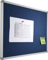 Prikbord Camira stof PRO Claudine - Aluminium frame - Eenvoudige montage - Punaises - Blauw - Prikborden - 90x120cm
