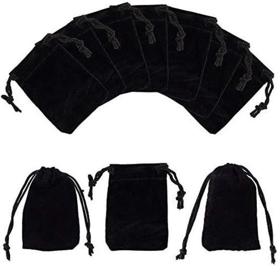50 stuks fluwelen zakken, 5×7cm zwart fluwelen zakje voor sieraden oordopjes en sleutelhangers