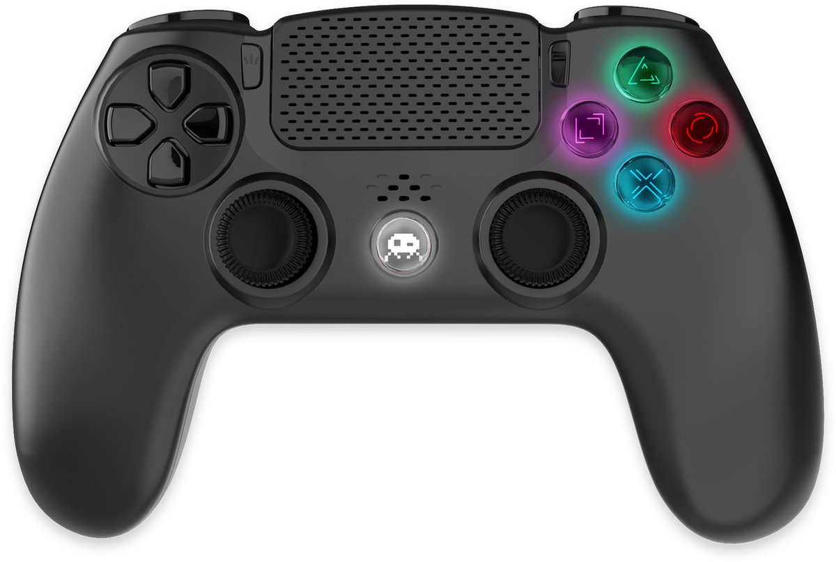 Freaks and Geeks Zwarte Draadloze Controller voor PS4 - Led - 3.5 mm Jack (Compatibel met PS3 - PC - Android)