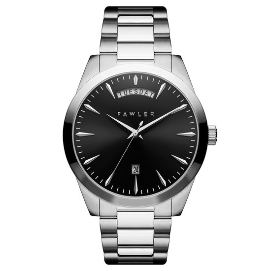 Eric | Zwart en Zilverkleurig Roestvrijstalen Horloge met Dag en Datum