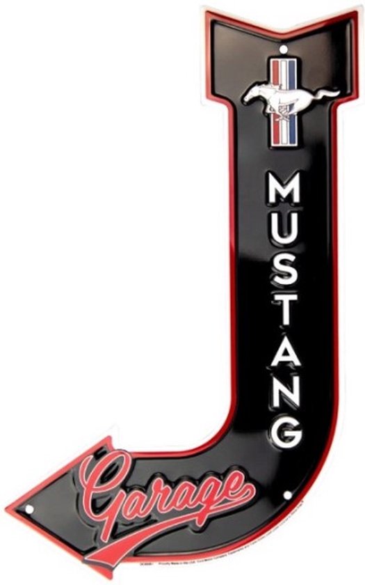 Mustang Garage Gebogen Pijl Aluminium Bord 45 x 29 cm