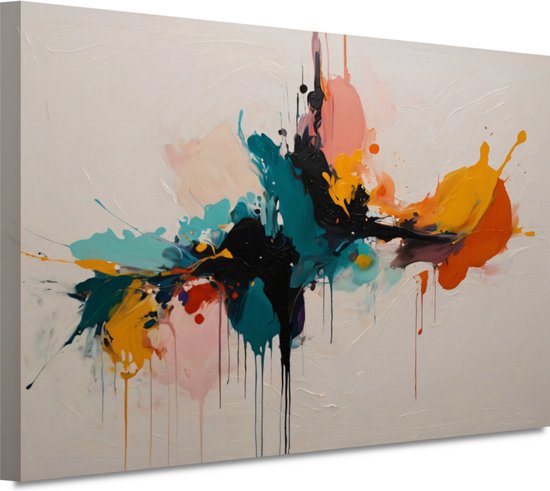 Tableau expressionnisme abstrait - Portrait abstrait - Décoration murale murale Salon - Peintures sur toile industrielle - Peintures sur toile - Art mural 60x40 cm