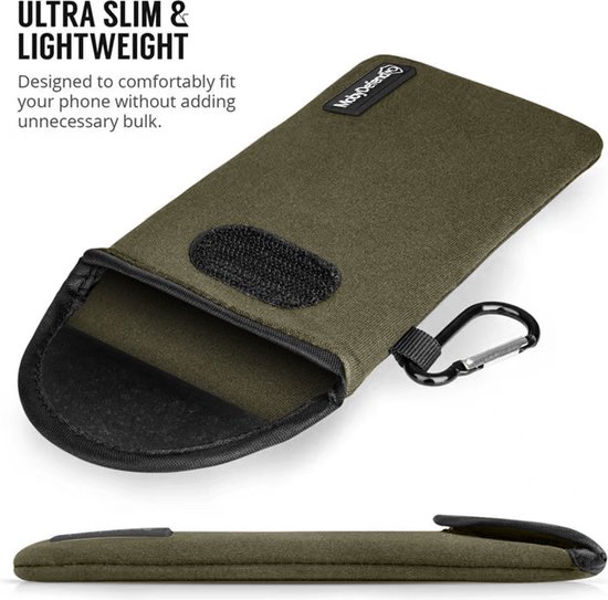 Coque pour Motorola Edge 50 Ultra - MobyDefend Pochette en néoprène avec mousqueton - Insert Case - Passant de ceinture - Vert - Étui pour téléphone portable - Étui de téléphone adapté pour Motorola Edge 50 Ultra