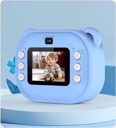 Brondeals® - Mini Polaroid - kindercamera - 24 MP - Fun stickers - 1080P - incl. 2 rollen printpapier - recorder - blauw