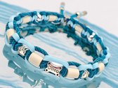 Tekenband hond- vlooienband- anti-tekenband-Teek2Go- Originele em kralen- Licht blauw - Maat M 30-38cm