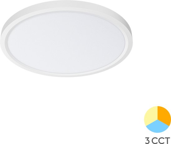 LED Plafondlamp - Keuken Woonkamer Ø23 - 20W - CCT Aanpasbaar kleuren - 3000K-4000K-6000K - Mat Wit - Opbouw - Rond - IP20