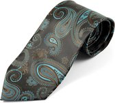 Large Cravate en Soie Motif Paisley Turquoise