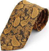 Cravate à motif cachemire brun & or - large