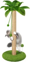 Krabstam, 78 cm, krabpaal voor katten, natuurlijk sisaltouw, twee interactieve hangende ballen en lente, speelgoedbal voor kittens en katten in huis