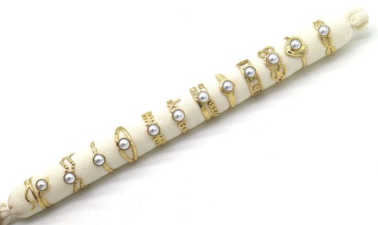 Set de bagues - perles - réglable - doré - été - femme - accessoire - vacances - festival