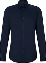 BOSS Hank-s slim fit overhemd - tricot - blauw - Strijkvriendelijk - Boordmaat: 45