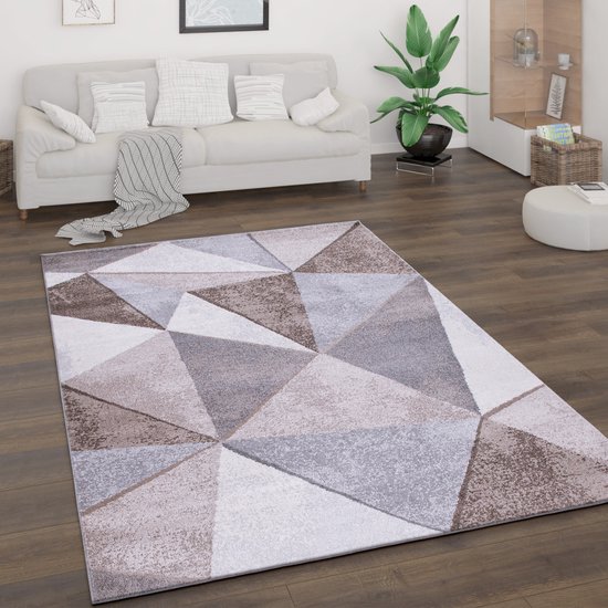 Paco Home Vloerkleed Woonkamer Laagpolig Patroon Scandinavisch Boho Patroon Geometrisch, Maat:240x340 cm, Kleur:Antraciet 6