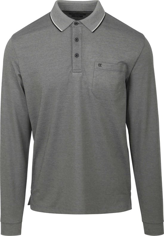 Casa Moda - Long Sleeve Polo Grijs - Regular-fit - Heren Poloshirt Maat 3XL