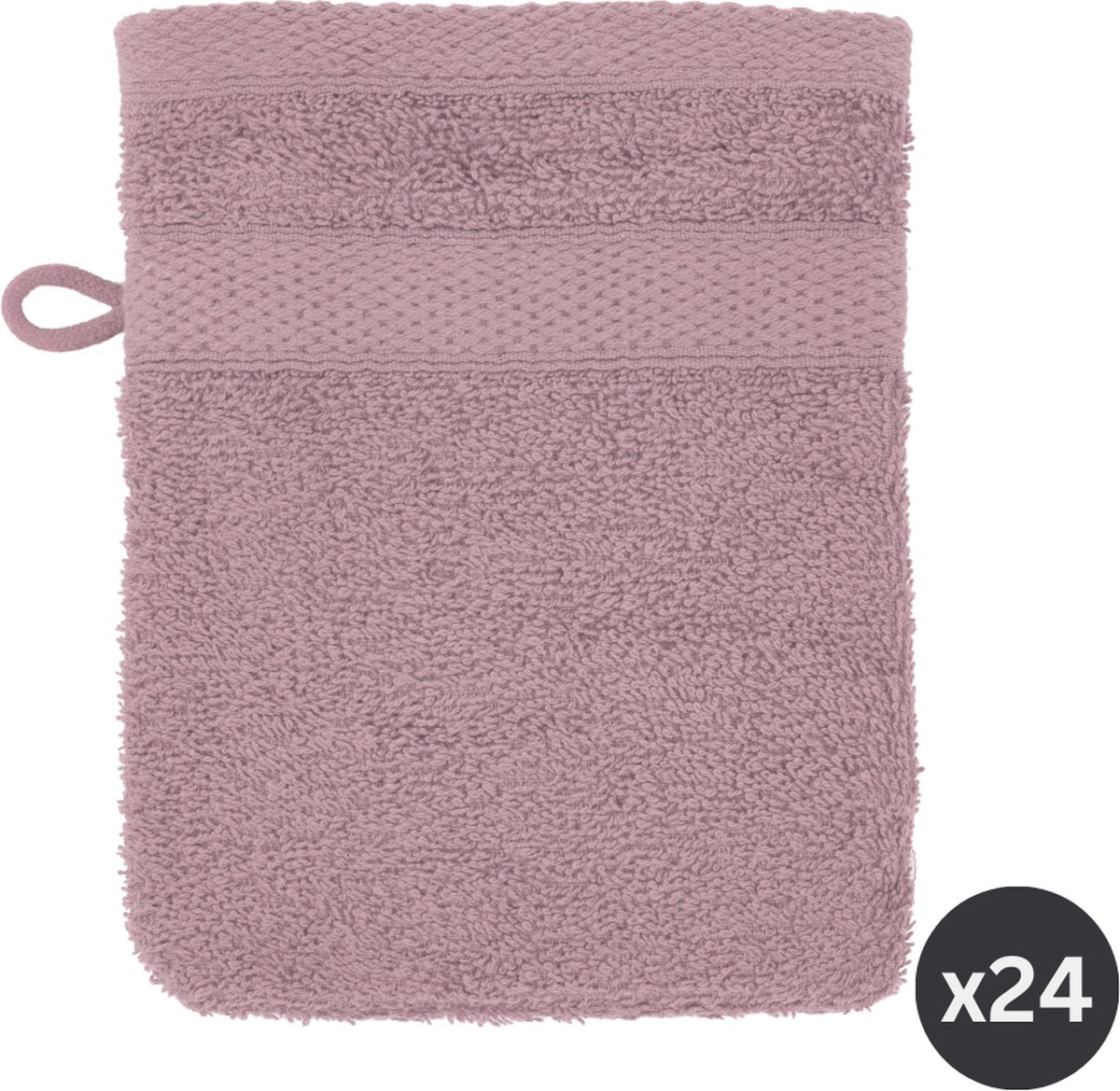 TISECO HOME STUDIO - Washand RIVA - SET/24 - 100% katoen - 450 g/m² - met ophanglus - 100% katoen - superzacht en zeer absorberend - 15x21 cm - Mauve