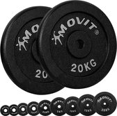 MOVIT® Halterschijven Set 40 kg - 2 x 20 kg - Gewichten - Gietijzer - Zwart - 30 mm