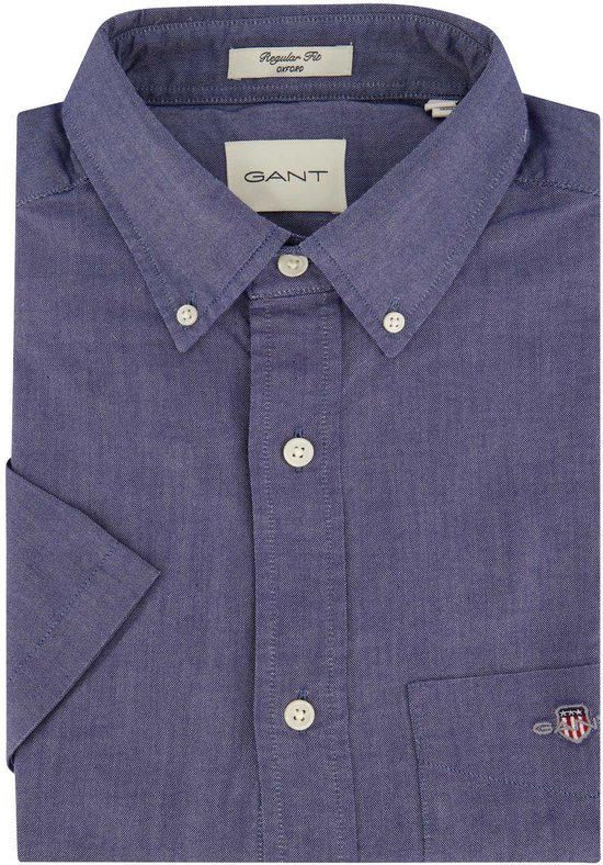 Gant casual overhemd korte mouw blauw