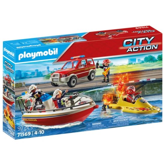 Foto: Playmobil city action 71569 brandweer blusactie op het water