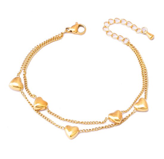 Hartjes armband goud - goudkleurige armband met hartje van Sophie Siero - Armband met hart en geschenkverpakking