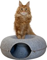 Lit pour chat Petszi - beignet pour chat - tunnel de jeu - rond - gris - 50x50cm