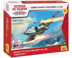 Zvezda Modelbouwpakket Militaire voertuigen - 7431 Soviet Attack Aircraft - Sukhoi Su-25 Frogfoot - Snap Fit Kit Plastic - 1:144 - Modelbouw