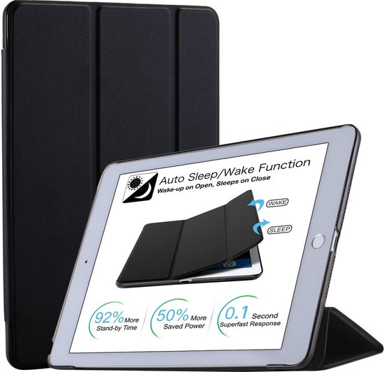 Tablethoes Geschikt voor: Apple iPad Mini 1 / 2 / 3 - Ultraslanke Hoesje Tri-Fold Cover Case - Zwart