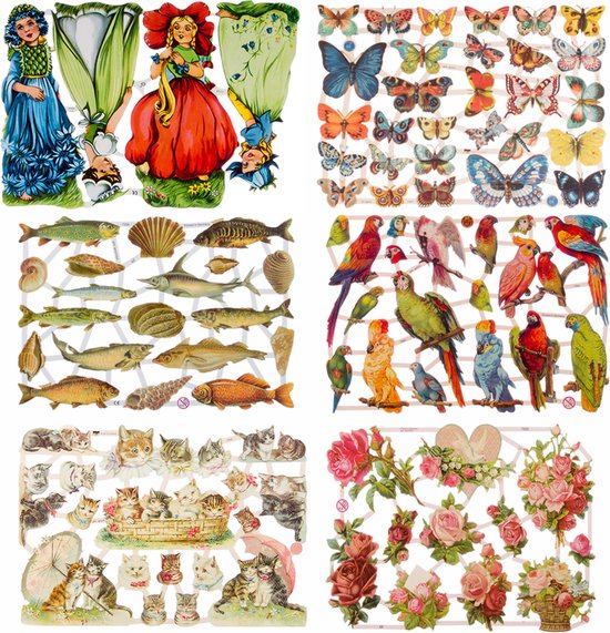 Bloemen-cadeaupapier, 6 vellen zwart cadeaupapier, vintage groen