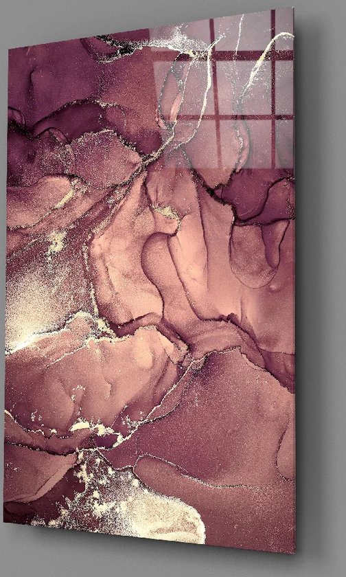 Glasschilderij - Abstract - Roze - 72x46 cm