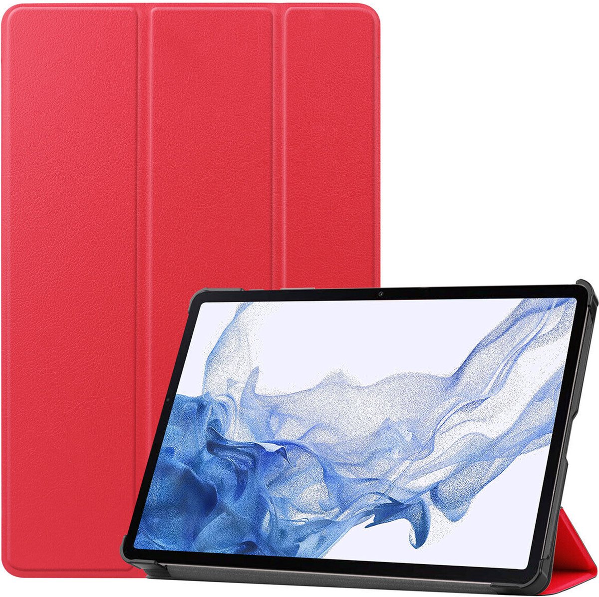Tablethoes Geschikt voor: Samsung Galaxy Tab S7 & Tab S8 - 11 inch - Ultraslanke Hoesje Tri-Fold Cover Case - Rood