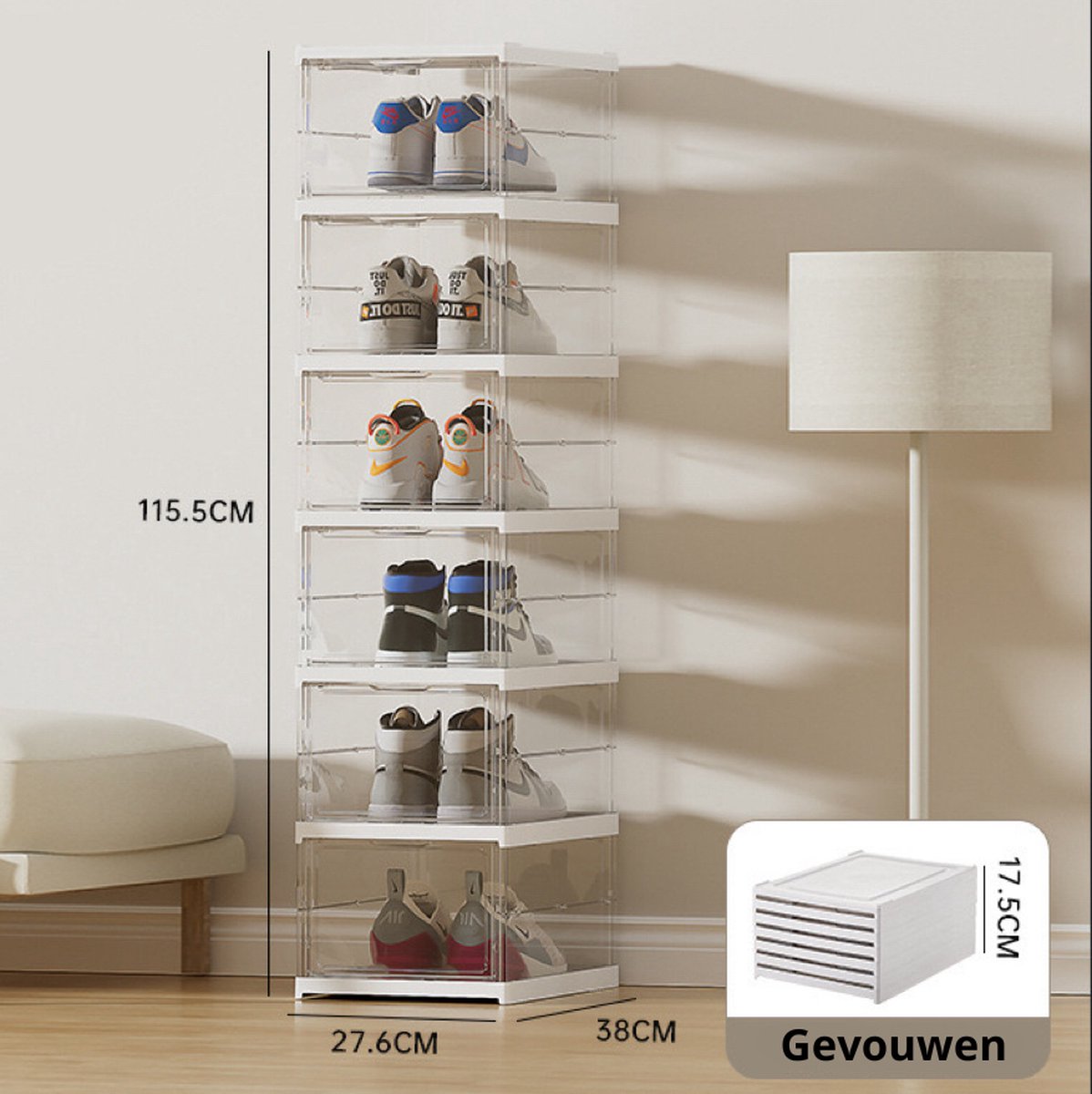 WUPYI2018 Schoenendozen Set 20 Stuks - Transparante Stapelbare Opbergdozen 33x23x14cm - Schoenenopslag En Organiser