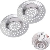 Glowhub - 2-pack roestvrijstalen gootsteen zeef plug, badkamer gootsteen zeef cover afvoerbeschermer, gootsteen zeef plug, roestvrij staal gaas haarfilter voor keuken en badkamer