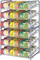 Blikjeshouder koelkast, blikjesdispenser koelkast organizer, blikjesplank organisator, set van 2 koelkast blikjes dispensers voor drankblikjes, bier ingeblikt voedsel opslag blikjesrek met 3 niveaus,