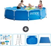 Intex Rond Frame Zwembad - 305 x 76 cm - Blauw - Inclusief Onderhoudspakket - Ladder - Voetenbad - Vloertegels