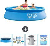 Intex Rond Opblaasbaar Easy Set Zwembad - 244 x 61 cm - Blauw - Inclusief Afdekzeil - Onderhoudspakket - Zwembadfilterpomp - Filter