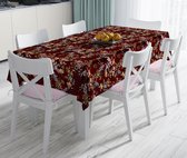 Tafelkleed 135x220 - Bedrukt Velvet textiel - Bloemen op bordeaux - Fluweel - De Groen Home