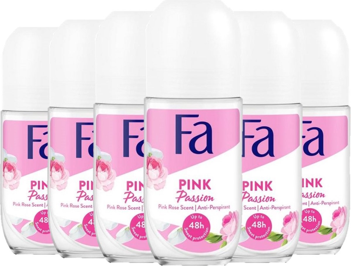 Goedkoopste Fa Deo Roll-on Women - Pink Passion - Voordeelverpakking 6 x 50 ml