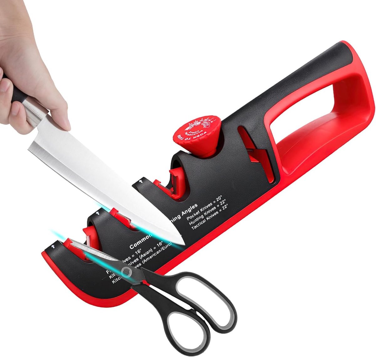 Messenslijper 4-in-1 handmatige messenslijper met schaarslijper 6 niveaus verstelbare hoekknop multifunctionele professionele messenslijper voor restauratie polijsten mes schaar