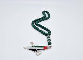Natuurstenen Autohanger " Malachiet "- Met hanger "Kaart van Palestina en sleutel" - 8 mm diameter van de korrel- Mooie accessoire en decoratie voor de auto