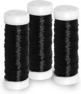 Rayher Sieraden maken draad - 3x - zwart - 0.3 mm dik - 50 meter snoer - haakdraad - bindmaterialen - rijgkoord