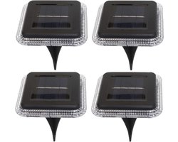 Pro Garden Buiten lampje/prik spots - 4x - solar verlichting - tuinpad/plant verlichting - LED - 10 cm