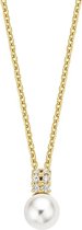 New Bling Goud 9NBG 0021 14 Karaat Gouden Collier met Hanger - parel - Zirkonia - Goud