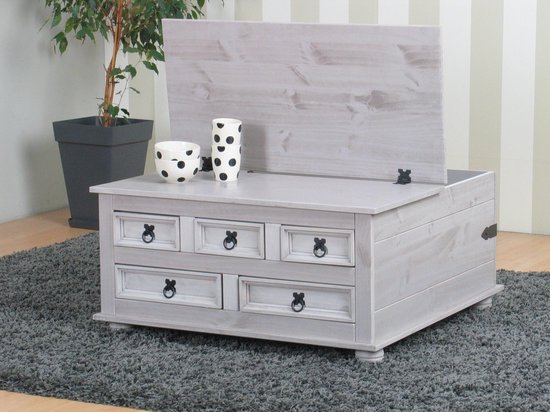 Coffre Table Basse Bois Massif Uncle Joe's - Vintage 80x55 Cm - NEUF