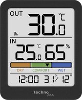 Technoline thermometer - WS 9488 - 81x98x22mm - antraciet - met 1 buitensensor 30m - TL-WS9488