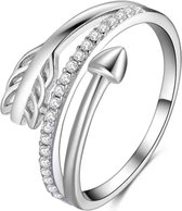 Zilveren Ringen - Ring Cupido Pijl | Met zirkonia | 925 Sterling Zilver | Valentijn - 925 Keurmerk Stempel - 925 Zilver Certificaat - In Leuke Cadeauverpakking - Moederdag tip!