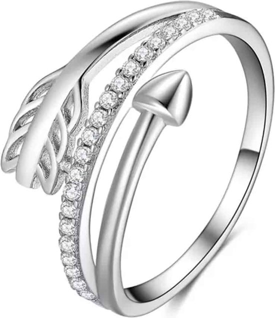 Zilveren Ringen - Ring Cupido Pijl | Met zirkonia | 925 Sterling Zilver | Valentijn - 925 Keurmerk Stempel - 925 Zilver Certificaat - In Leuke Cadeauverpakking - Moederdag tip!